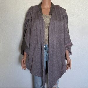 Homemade Purple Grey Kimono Cape Style Jacket Cardigan Eccentric Spring M/L